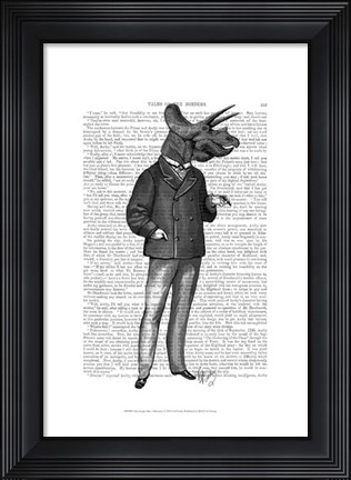 Framed Triceratops Man 1 Dinosaur Print