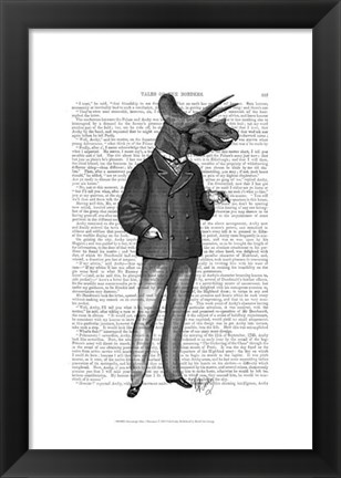 Framed Triceratops Man 1 Dinosaur Print