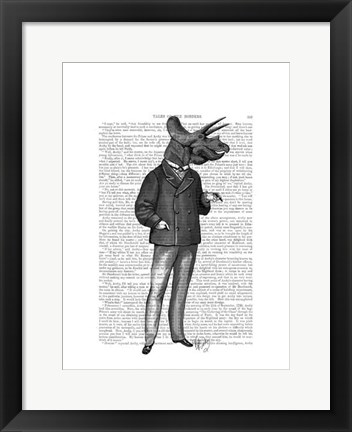 Framed Triceratops Man 1 Dinosaur Print