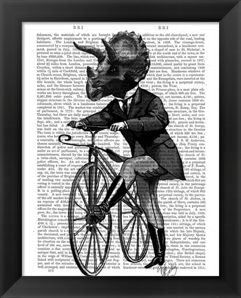 Framed Triceratops Man on Bike Dinosaur Print