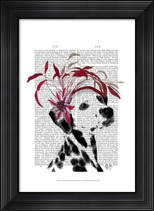 Framed Dalmatian With Red Fascinator Print