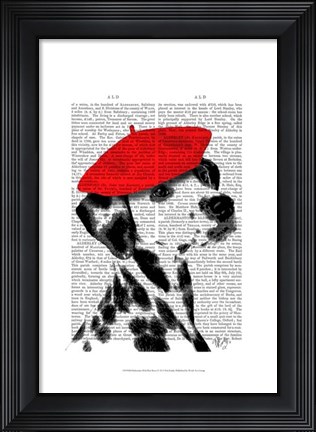 Framed Dalmatian With Red Beret Print