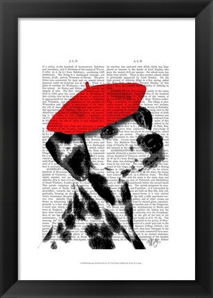 Framed Dalmatian With Red Beret Print