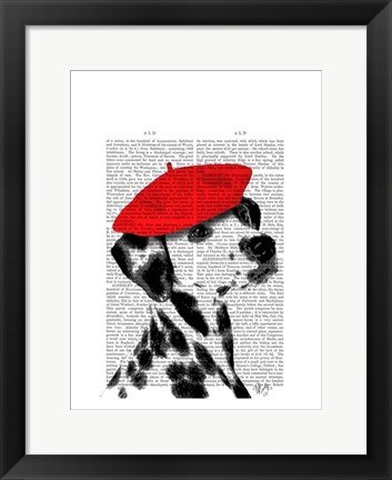 Framed Dalmatian With Red Beret Print