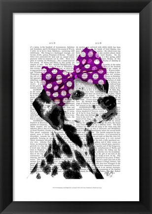 Framed Dalmatian with Purple Bow on Head Print