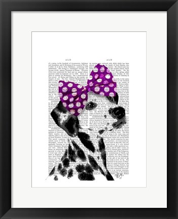 Framed Dalmatian with Purple Bow on Head Print