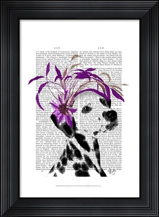 Framed Dalmatian With Purple Fascinator Print
