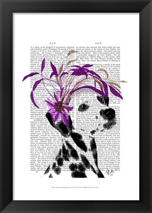 Framed Dalmatian With Purple Fascinator Print