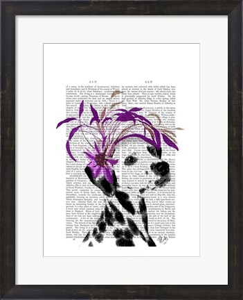 Framed Dalmatian With Purple Fascinator Print