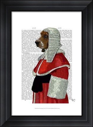 Framed Basset Hound Judge Portrait I Print