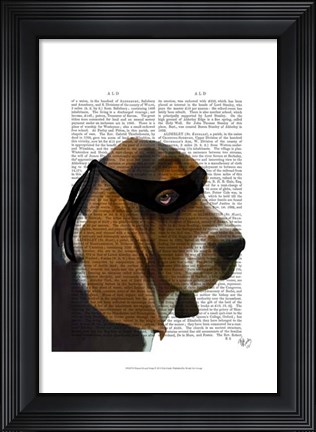 Framed Basset Hound Ninja Print