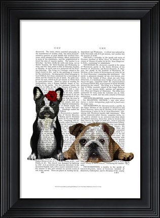 Framed French Bulldog and English Bulldog Print