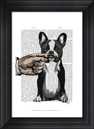 Framed French Bulldog and Finger Moustache Print