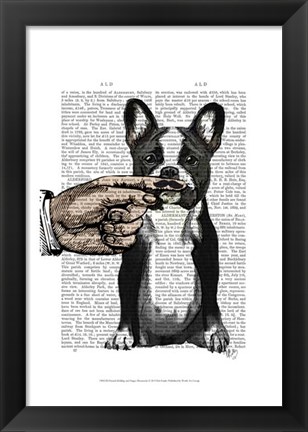 Framed French Bulldog and Finger Moustache Print