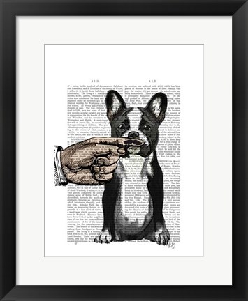 Framed French Bulldog and Finger Moustache Print