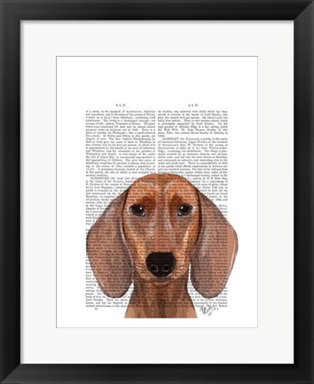 Framed Dachshund Illustration Plain Print