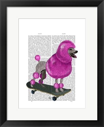 Framed Pink Poodle and Skateboard Print