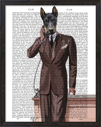 Framed Doberman on Phone Print
