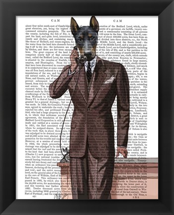 Framed Doberman on Phone Print