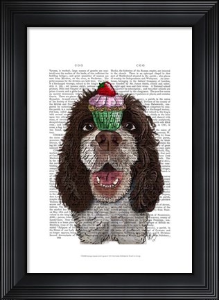 Framed Springer Spaniel with Cupcake Print