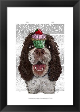 Framed Springer Spaniel with Cupcake Print