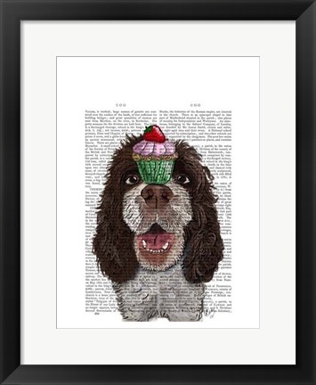 Framed Springer Spaniel with Cupcake Print