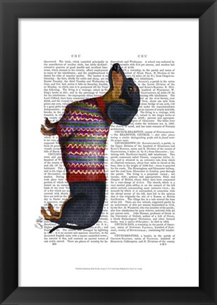 Framed Dachshund With Woolly Sweater Print