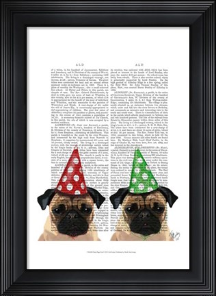 Framed Party Pugs Pair Print