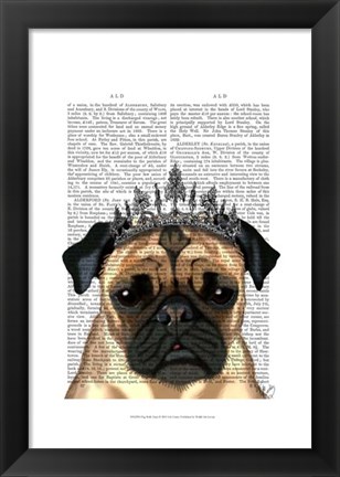 Framed Pug With Tiara Print