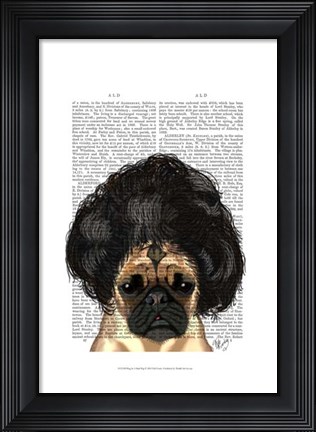 Framed Pug In A Bad Wig Print