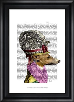 Framed Greyhound in 16th Century Hat Print
