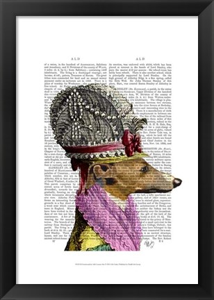 Framed Greyhound in 16th Century Hat Print