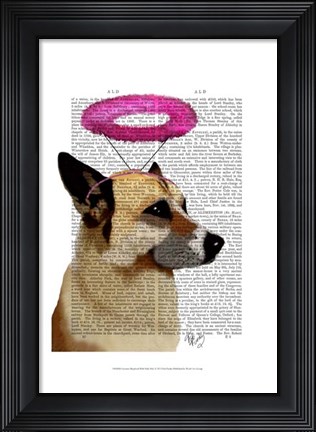 Framed German Shepherd With Pink Halo Print