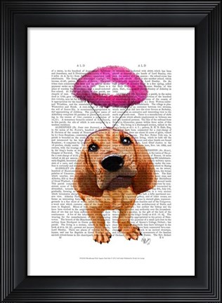 Framed Bloodhound With Angelic Pink Halo Print
