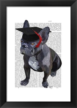 Framed Graduation French Bulldog Print