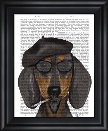 Framed Hipster Dachshund Black and Tan Print