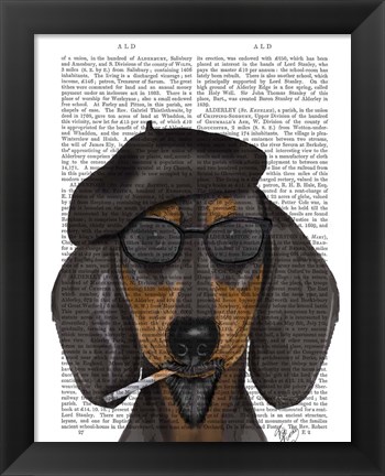 Framed Hipster Dachshund Black and Tan Print