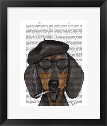 Framed Hipster Dachshund Black and Tan Print