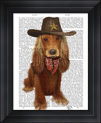 Framed Cocker Spaniel Cowboy Print