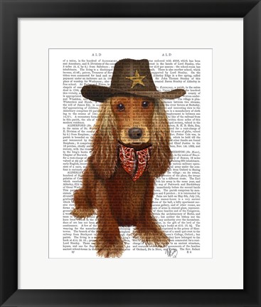 Framed Cocker Spaniel Cowboy Print