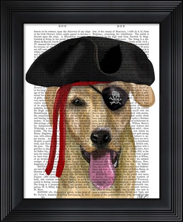 Framed Yellow Labrador Pirate Print