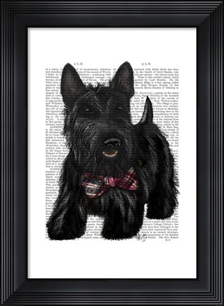 Framed Scottish Terrier and Bow Print