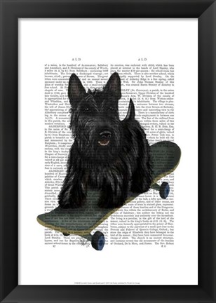 Framed Scottish Terrier and Skateboard Print