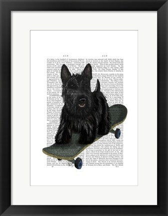 Framed Scottish Terrier and Skateboard Print