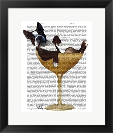 Framed Boston Terrier in Cocktail Glass Print