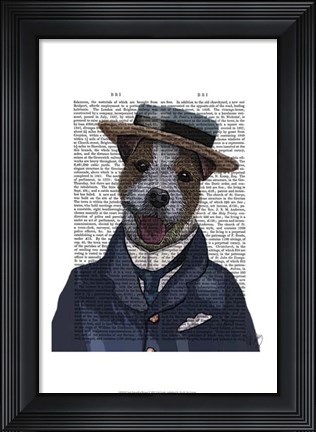 Framed Jack Russell in Boater Print
