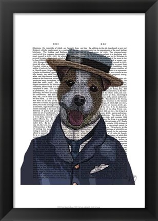 Framed Jack Russell in Boater Print