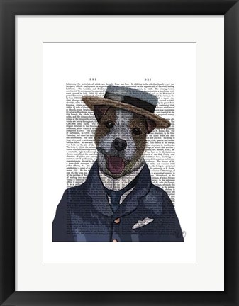 Framed Jack Russell in Boater Print