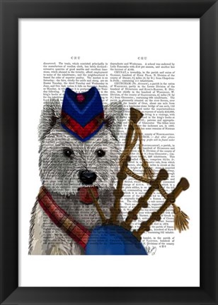 Framed West Highland Terrier and Bagpipes Print