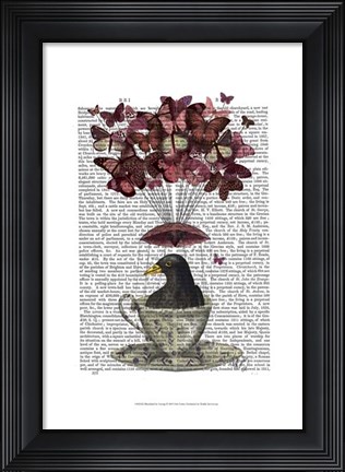 Framed Blackbird In Teacup Print